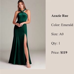 Azazie Rue Gown in Deep Emerald